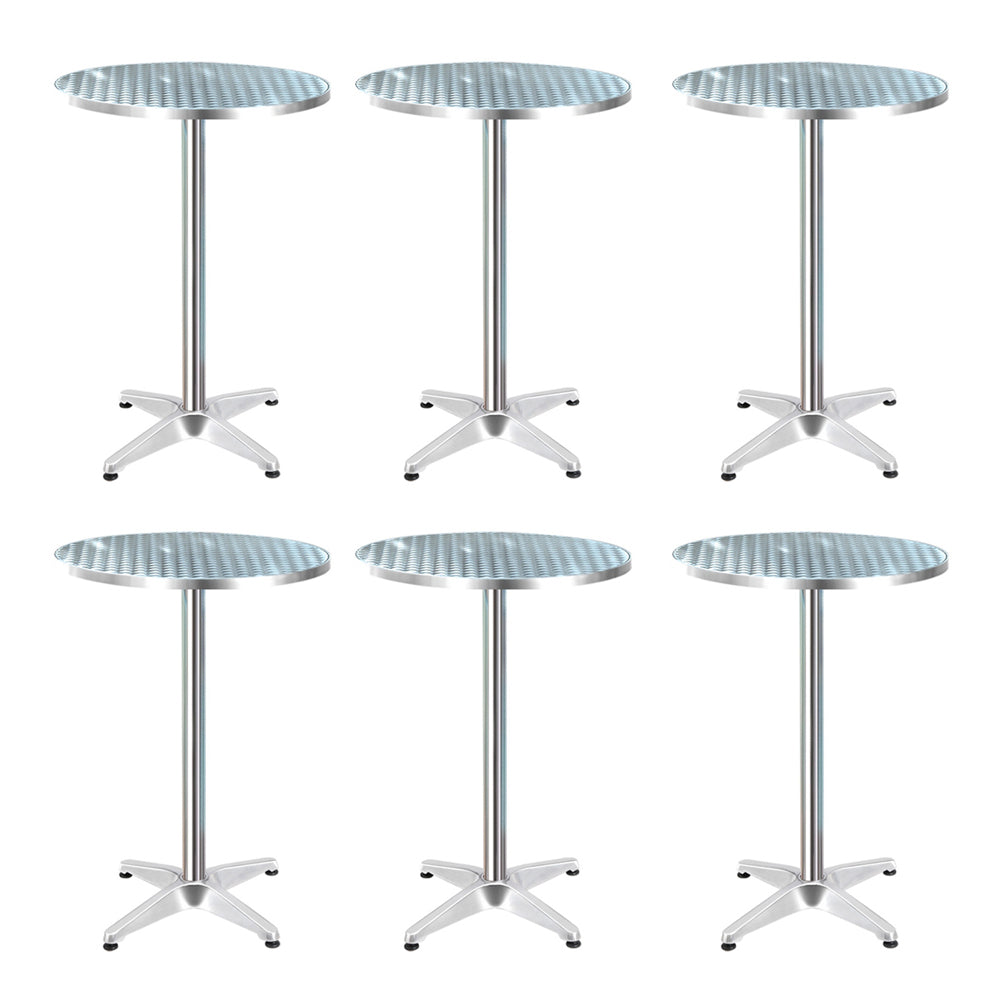 6 x Bar Table Aluminium Stainless Steel Round